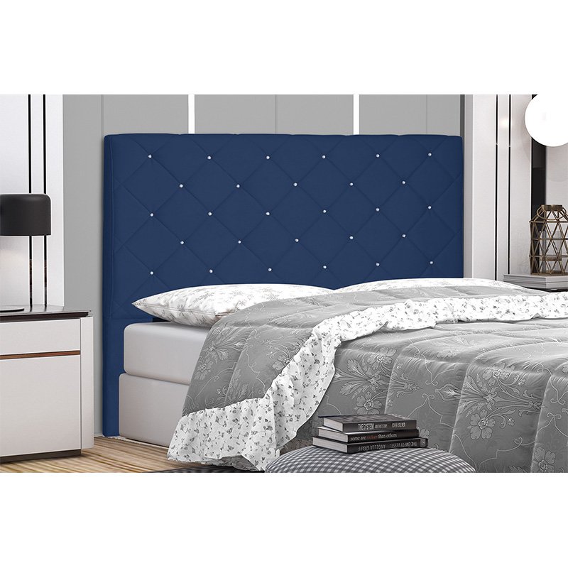 Cabeceira Cama Box Casal Queen 160cm Tânia Suede Azul Marinho - Sheep Estofados - 2