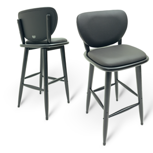 Kit 3 Banquetas de Madeira Torneada Bistrô Estofada - 63cm Preto