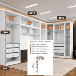 Guarda Roupa Modulado Casal Safira 011 em Mdf com 11 Portas e 9 Gavetas - 4