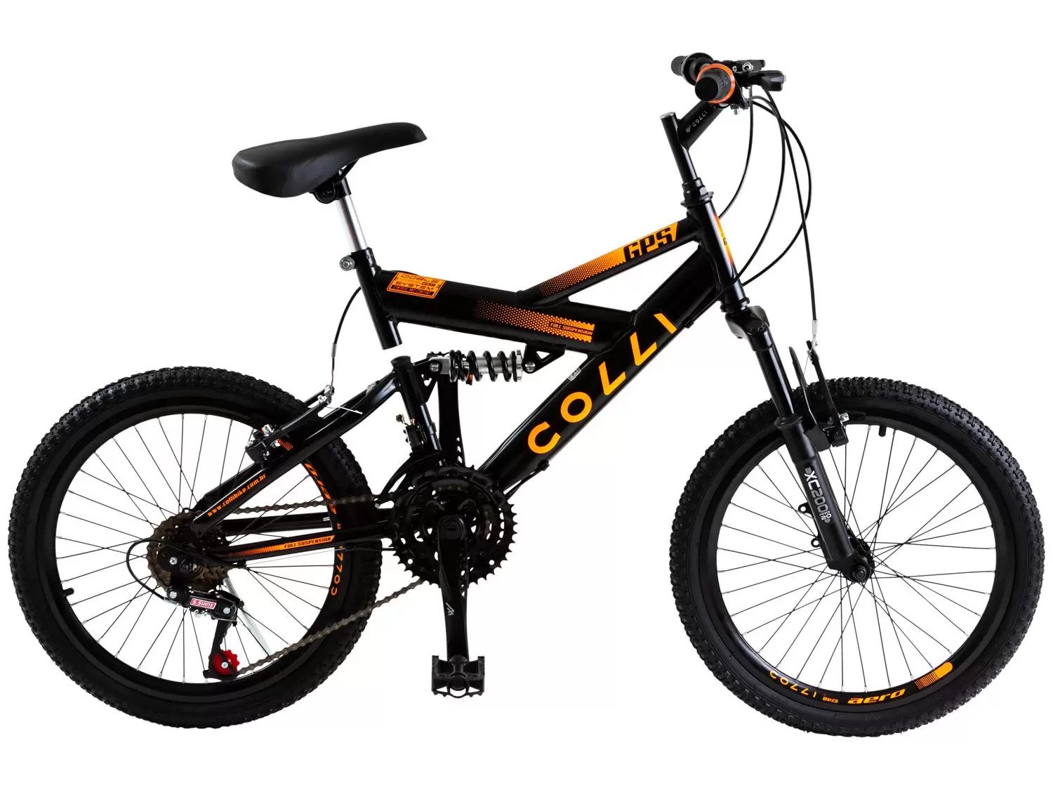 Bicicleta Colli Aro 20 com Gps + Freio V-brake - Aço Carbono 21 Marchas 310 Preto/laranja Un - 1