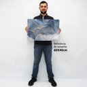 Ver imagem 2 de Quadro Decorativo em Canvas Abstrato Mármore Azul TaColado Moldura Flutuante 4,5cm Freijó 60 x 40cm