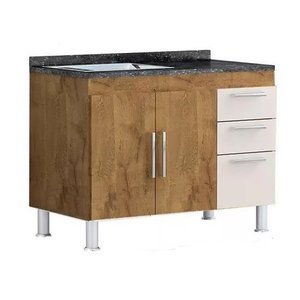 Balcão Gabinete para Pia de Cozinha 1,20m:castanho/branco