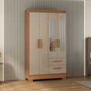 Ver imagem 2 de Guarda Roupa Solteiro com Espelho 4 Portas Fortaleza Acacia Reclefcta Atualle