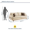 Ver imagem 3 de Sofá Living 3 Lugares 240cm com Almofadas Decorativas Base Madeira Maciça Mauá
