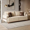 Ver imagem 1 de Sofá Living 3 Lugares 240cm com Almofadas Decorativas Base Madeira Maciça Mauá