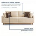 Ver imagem 6 de Sofá Living 3 Lugares 240cm com Almofadas Decorativas Base Madeira Maciça Mauá