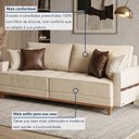 Ver imagem 5 de Sofá Living 3 Lugares 240cm com Almofadas Decorativas Base Madeira Maciça Mauá