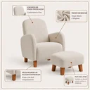 Ver imagem 2 de Poltrona Amamentação Viena com Puff Boucle Macio Quarto Bebe:Bege