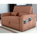 Ver imagem 1 de Sofá Cama 2 Lugares com Baú Hiram Veludo Ferrugem