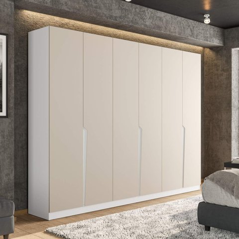 Guarda Roupa Casal com 6 Portas e 4 Gavetas 240825 Linha Porto Politorno Móveis