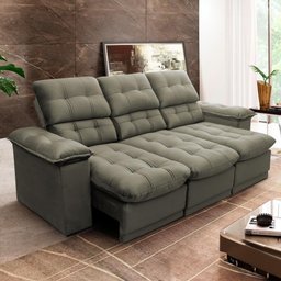 Sofá Retrátil Reclinável Atenas 2,30m Suede Velut Tabaco c/ Molas no Assento - King House - 1