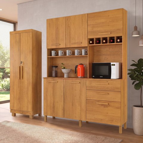 Kit Armário Multiuso Toronto + Armário de Cozinha Athenas 100% MDF Yescasa