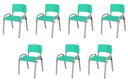 Ver imagem 2 de Kit 7 Cadeiras Infantil Iso, Escola, Base Cinza- Verde Água