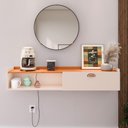 Ver imagem 2 de Aparador Suspenso Pequeno Cantinho Café Porta Nicho Sala Cozinha Hall Entrada Retrô Off /cinamomo