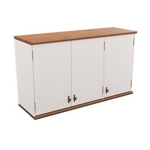 Aéreo 3 Portas com Tampo de Madeira Maciça Joy Off White/Nogueira