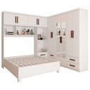 Ver imagem 3 de Guarda-roupa Casal Modulado com Cama Paradise 10 Portas com Espelho 6 gavetas - Panorama Móveis