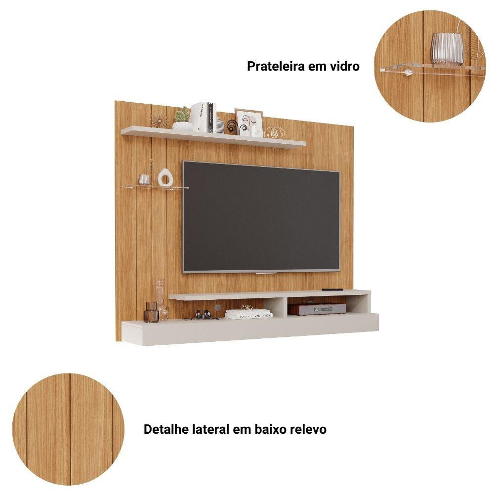 Painel Para Tv Até 50 Polegadas MDF Valencia Plus Permobili Nature/Off White - 3