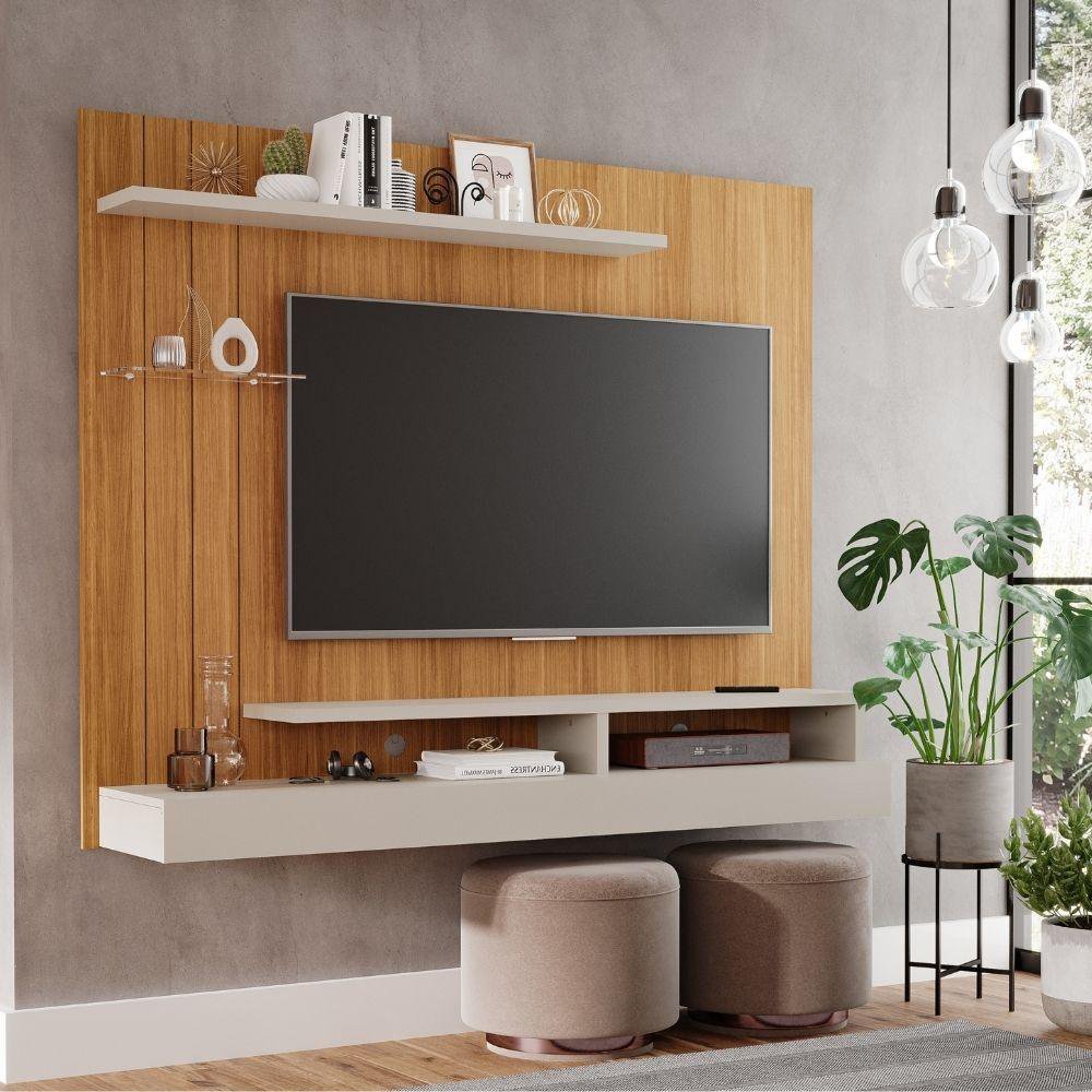 Painel Para Tv Até 50 Polegadas MDF Valencia Plus Permobili Nature/Off White