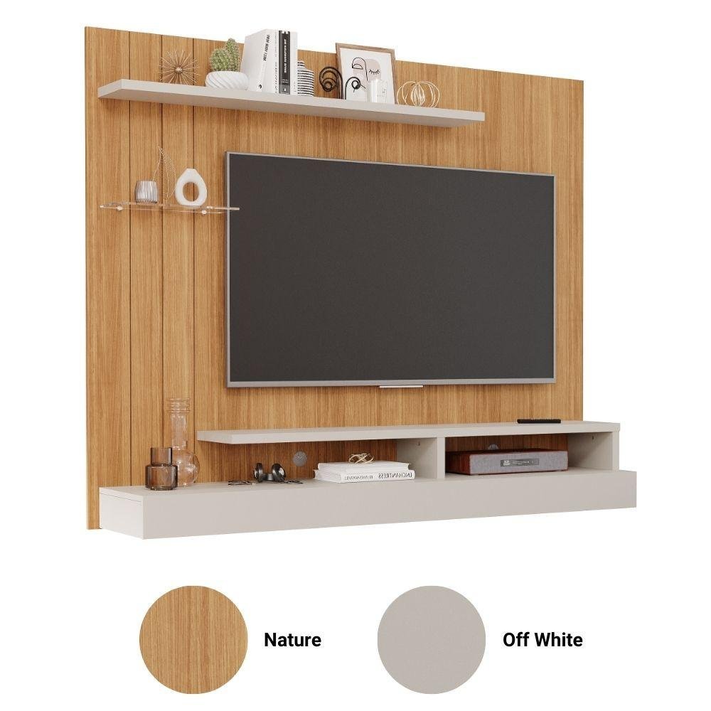 Painel Para Tv Até 50 Polegadas MDF Valencia Plus Permobili Nature/Off White - 4