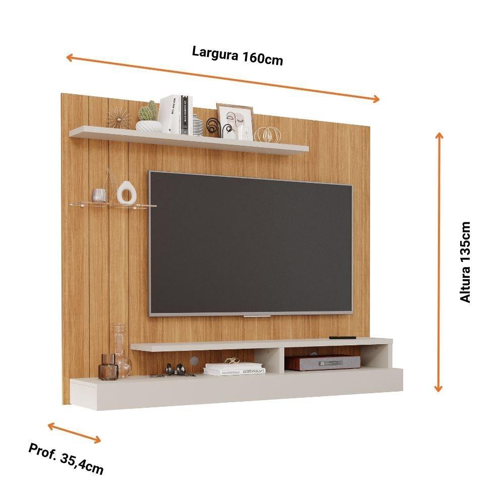 Painel Para Tv Até 50 Polegadas MDF Valencia Plus Permobili Nature/Off White - 6