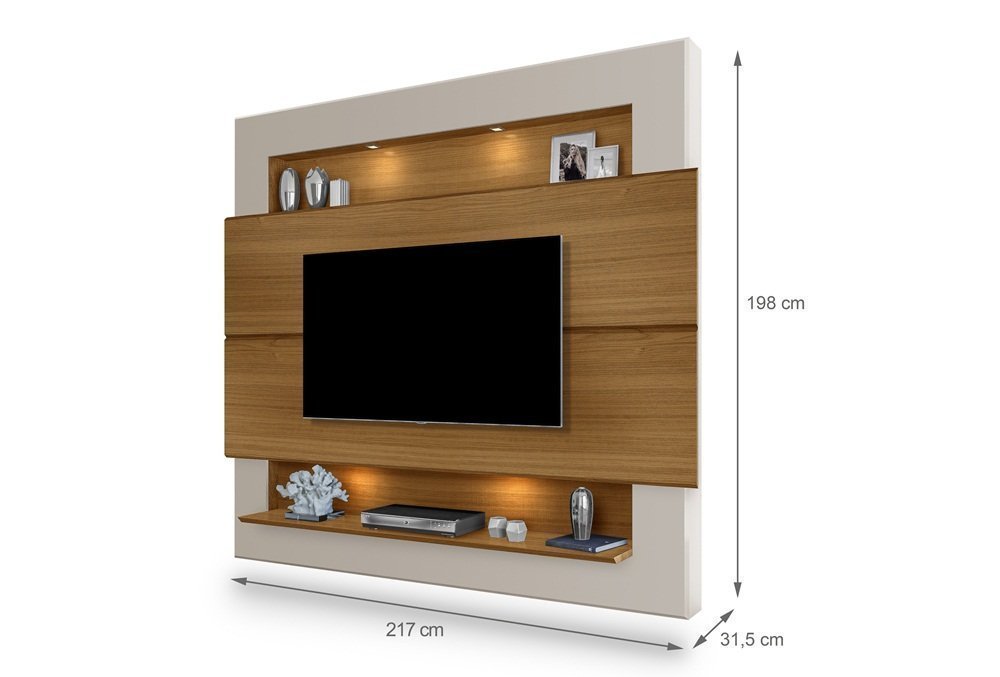 Painel Home para TV Riviera 217cm Carvalho / Off White - Móveis Luapa - 3