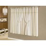 Cortina Carrara Quarto 2,00x1,70 Tecido Listrado Pedraria - Creme - 1