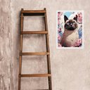 Ver imagem 2 de Quadro Gato Siamês Flores Cerejeira 33x24cm - com Vidro:moldura Preta