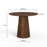 Mesa de Jantar Redonda 100cm Scandi 4 Lugares Lamina Natural de Madeira Castanho - 4