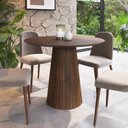 Ver imagem 2 de Mesa de Jantar Redonda 100cm Scandi 4 Lugares Lamina Natural de Madeira Castanho