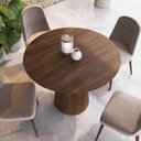 Ver imagem 3 de Mesa de Jantar Redonda 100cm Scandi 4 Lugares Lamina Natural de Madeira Castanho