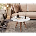 Ver imagem 1 de Mesa de Centro Redonda para Sala de Estar Retrô com Pés Palito Lívia Branco