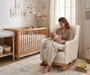 Ver imagem 2 de Poltrona de Amamentação com Balanço para Quarto,sala ou Sala de Estar - Tecido Boucle Bege