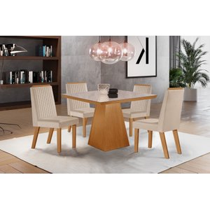 Sala de Jantar Prada 90x90 4 Cadeiras Riviera - Lj Móveis