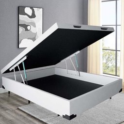 Base Box Baú Casal Belos Sonhos Sintético Branco 41x138x188 - 1