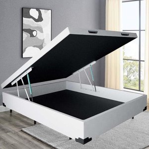 Base Box Baú Casal Belos Sonhos Sintético Branco 41x138x188