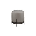 Ver imagem 2 de Puff Redondo com Base de Ferro e Estofado Ágar Cinza Res_Atr_Linho_Cinza_Preto