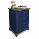 Ver imagem 1 de Mesa de Cabeceira 4 Gavetas Retrô Pés Bola Madeira Florença - Laca Azul Bic/imbuia