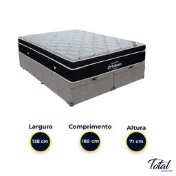 Cama Box Baú Bipartido Casal Cinza e Colchão Elegant Superpocket Molas Ensacadas Ortobom - 3