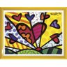 Quadro Decorativo Romero Britto A New Day com Moldura Retrô Amarela 93x72cm - 5