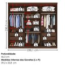 Ver imagem 3 de Guarda Roupa Casal 6 Portas com Espelho Eviden 230 cm Zanz Jacaranda
