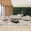 Ver mais imagens de Kit Sofá 3 Lugares 210cm com 2 Poltronas Molino Pés D'ouro D02 Linho Cru C-443 - Lyam Decor