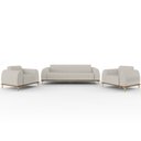 Ver imagem 1 de Kit Sofá 3 Lugares 210cm com 2 Poltronas Molino Pés D'ouro D02 Linho Cru C-443 - Lyam Decor
