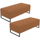 Ver imagem 1 de Kit 02 Puffs Decorativo Sala de Estar Bali W01 Base Ferro 120x50 cm Bouclê Terracota - Lyam Decor