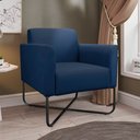 Ver imagem 2 de Kit 2 Poltronas Decorativas Isabella Base X Suede Azul Marinho/Preto - Gran Belo