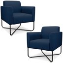 Ver imagem 1 de Kit 2 Poltronas Decorativas Isabella Base X Suede Azul Marinho/Preto - Gran Belo
