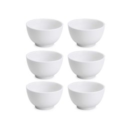 Jogo 6 Tigelas de Porcelana Branca Bowl 510ml Cumbuca Japonesa Bela Vista - 1