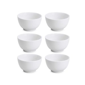 Jogo 6 Tigelas de Porcelana Branca Bowl 510ml Cumbuca Japonesa Bela Vista