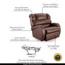 Ver imagem 4 de Poltrona do Papai Sala de Cinema Reclinável Kylie Power Touch PU Marrom Brilho G23 Gran Belo Kylie P