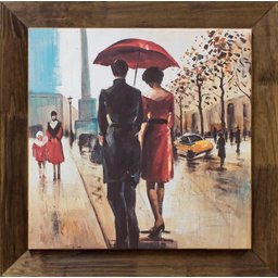 Quadro Decorativo Tela Emoldurada Rústica Casal B 75x75cm - 1