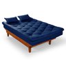 Sofa Cama Caribe Reclinável 3 Posições Base e Pés em Madeira Tecido Suede Cor Azul Marinho - 3